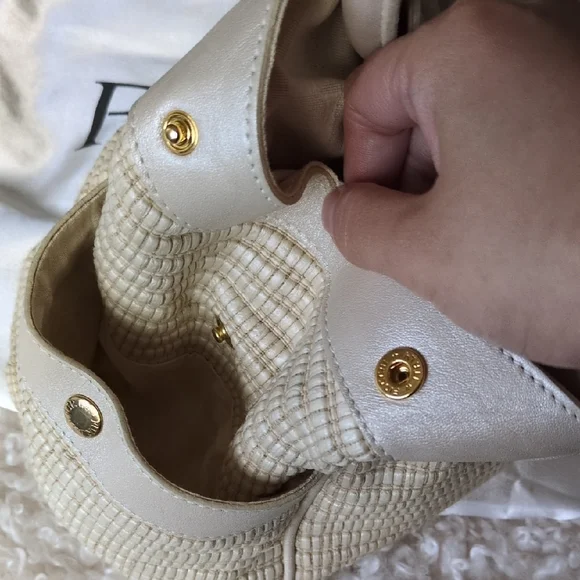 Furla Cream Woven Bag with Gold Accent - Picture 4 of 11